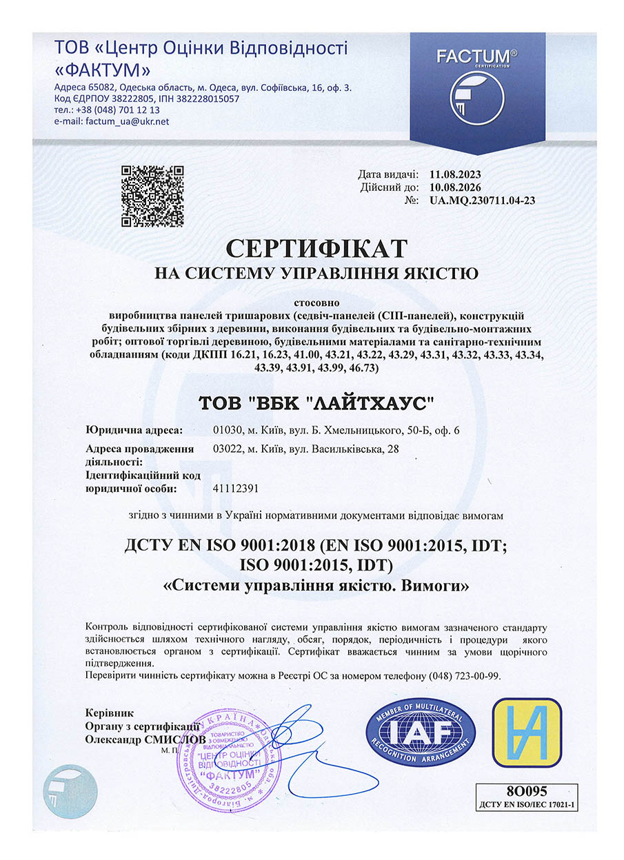Сертифікат на систему управління якістю